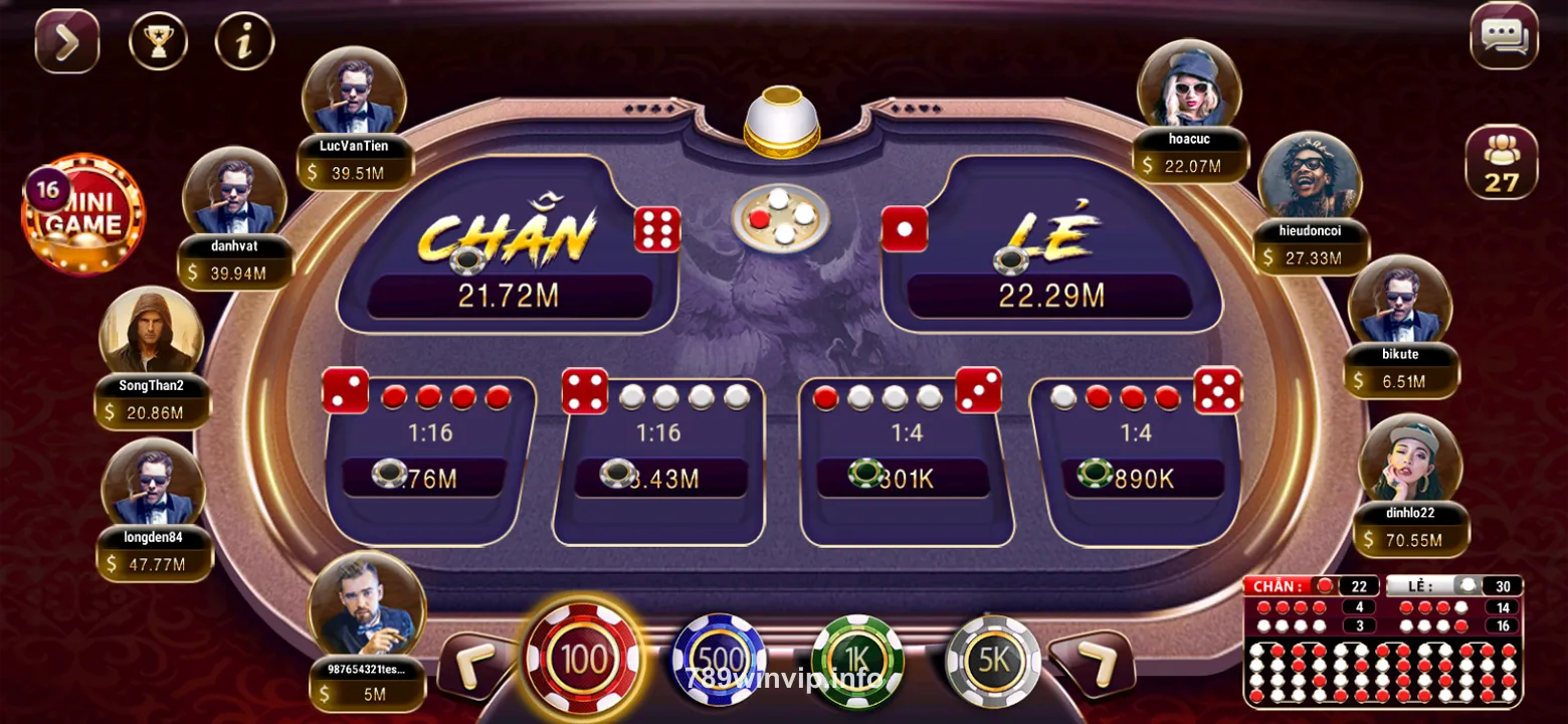 Giao diện chính của ứng dụng 789 win