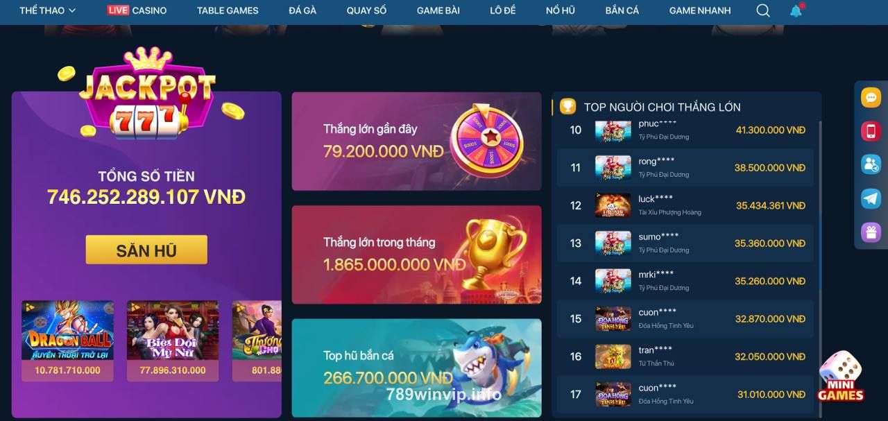 Tính năng Jackpot may mắn